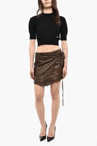Wickelrock aus Leder mit Binddetail