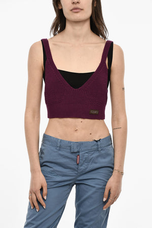 Cropped-Stricktop aus Wolle