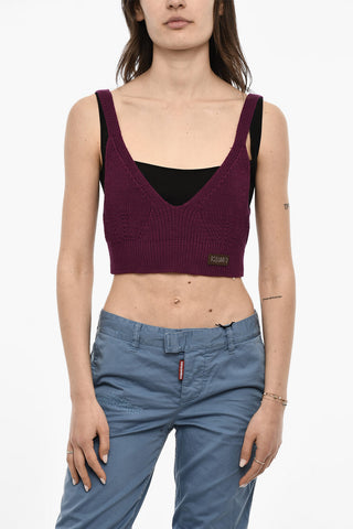 Cropped-Stricktop aus Wolle