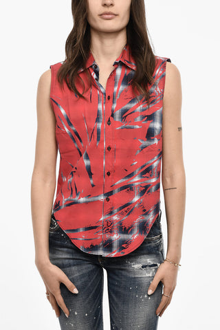 Checked Sleeveless Casual Shirt