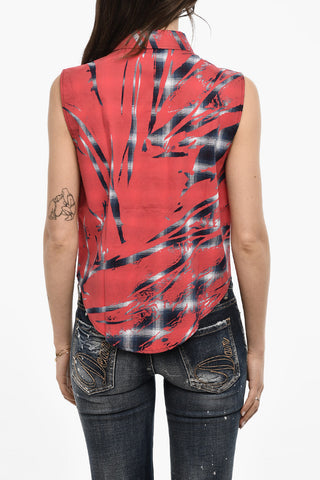 Checked Sleeveless Casual Shirt