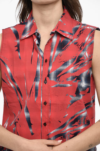Checked Sleeveless Casual Shirt