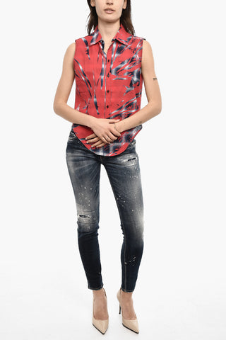 Checked Sleeveless Casual Shirt