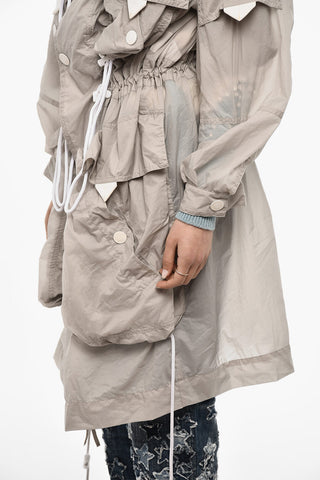 Checked Ripstop Nylon Coat with Hood