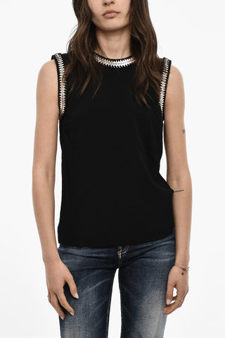 Tank Top a Tinta Unita con Borchie