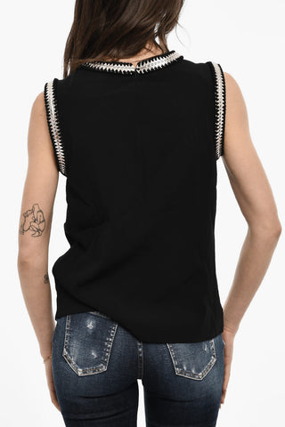 Tank Top a Tinta Unita con Borchie