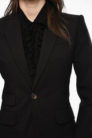 One-Button Solid-Color Blazer