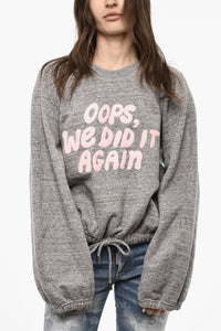 Brushed-Cotton Crewneck Sweatshirt with Raised Detail