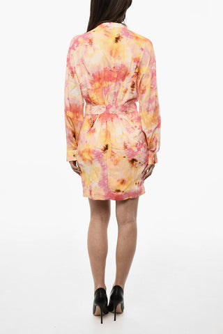 Chemise-Kleid aus Seidenmischung mit Blumenmuster