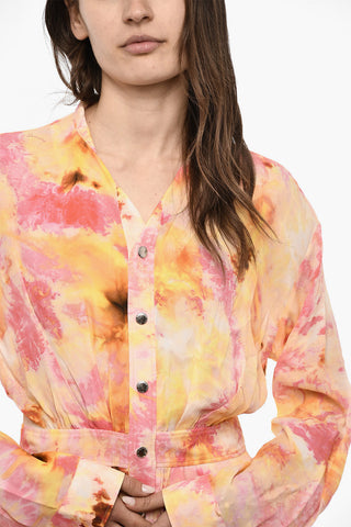 Chemise-Kleid aus Seidenmischung mit Blumenmuster
