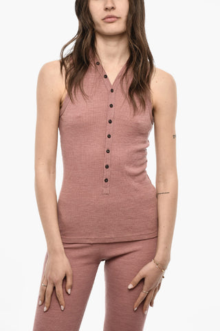 Buttoned Ribbed Tank Top