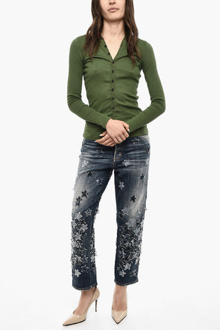 Cardigan a Costine con Scollo a V