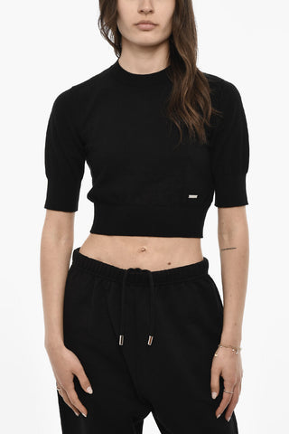 T-shirt Cropped In Maglia Di Cotone