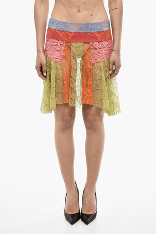 Lace Asymmetric Patchwork Skirt