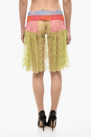 Lace Asymmetric Patchwork Skirt