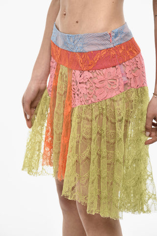Lace Asymmetric Patchwork Skirt