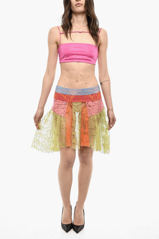 Lace Asymmetric Patchwork Skirt