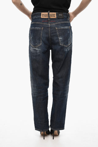 Distressed BOSTON Jeans with Logo Button