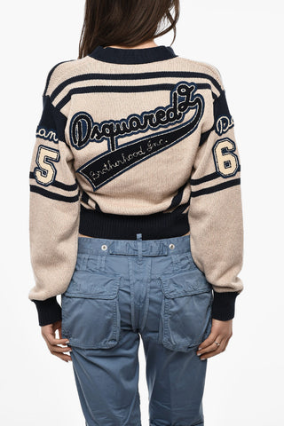 V-Neck Cotton Sweatshirt With Embroidered Logo