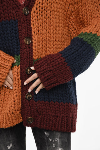 Cable Knit V-Neck Maxi Cardigan
