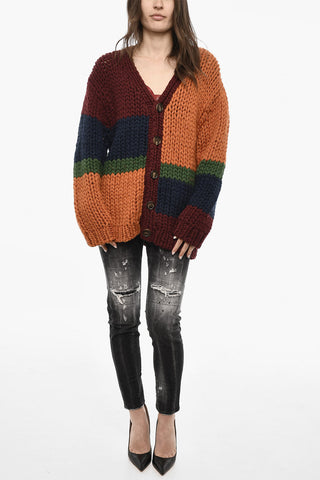 Cable Knit V-Neck Maxi Cardigan
