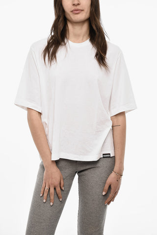 Solid Color Cropped Crew-neck T-shirt