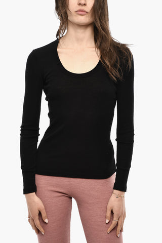 Ribbed Long Sleeved Crewneck Pajama Top