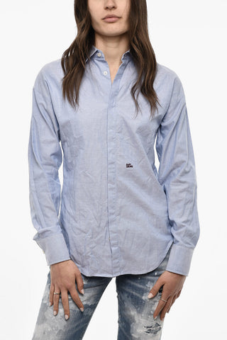 Cotton Piquet Shirt with Embroidery