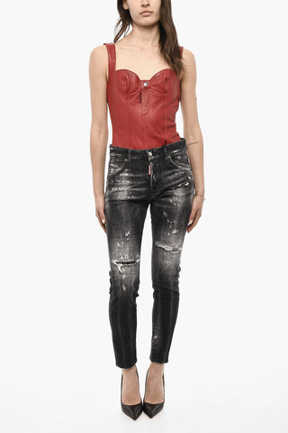 Bleached Effect Skinny Fit DAN Distressed Jeans