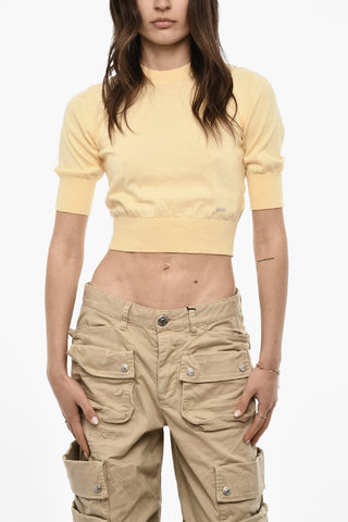 T-shirt Cropped In Maglia Di Cotone