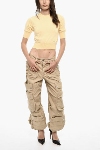 T-shirt Cropped In Maglia Di Cotone