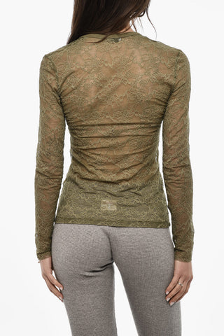 Top Slim Fit In Pizzo Con Bottoni