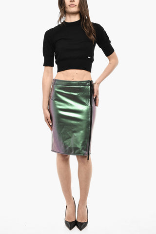 Gonna Longuette Con Chiusura Zip E Motivo Iridescente
