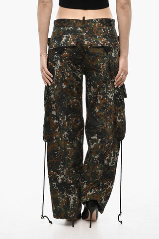 High-waisted Cargo Pants With Camouflage Motif