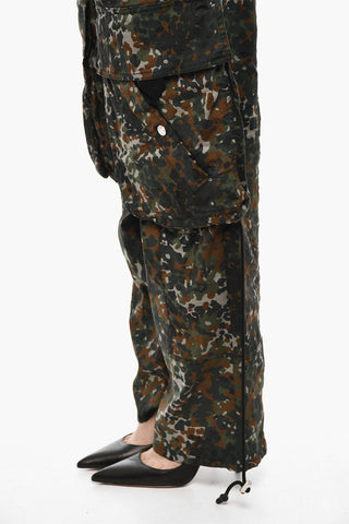 High-waisted Cargo Pants With Camouflage Motif