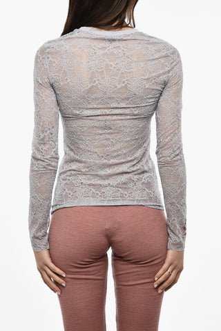 UNDERWEAR Long Sleeved Lace Pajama Top