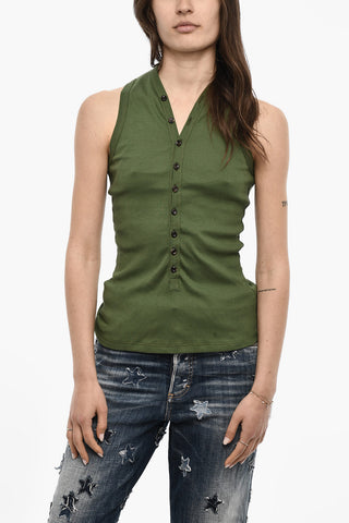 Ribbed V-neck Top