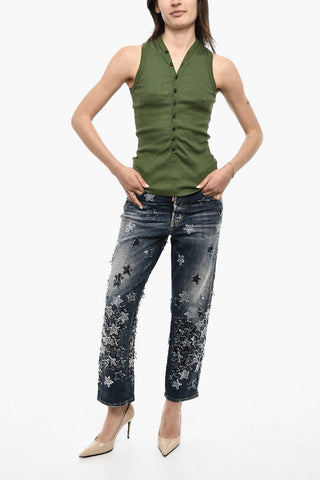 Ribbed V-neck Top
