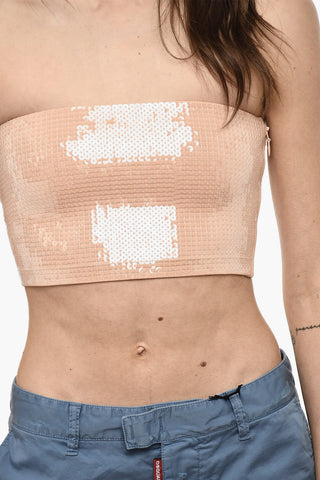 Ärmelloses Pailletten-Crop-Top