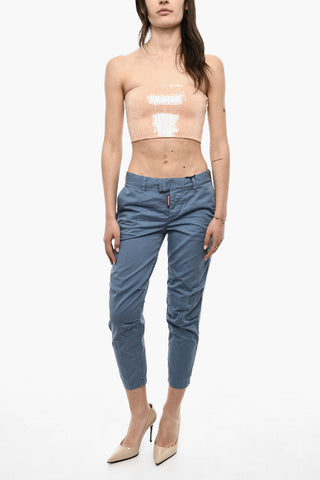 Ärmelloses Pailletten-Crop-Top