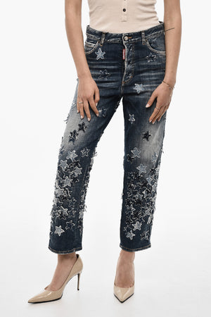 Patchwork-Jeans mit Vintage-Effekt