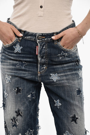 Patchwork-Jeans mit Vintage-Effekt