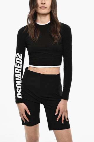 UNDERWEAR Cropped Pajama Long Sleeved Top With Logo Print