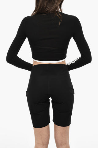 UNDERWEAR Cropped Pajama Long Sleeved Top With Logo Print