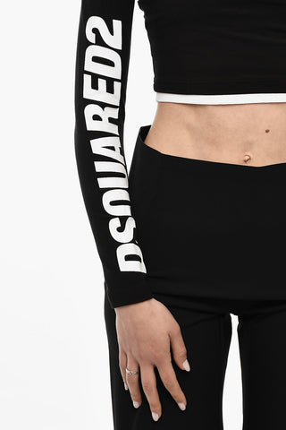 UNDERWEAR Cropped Pajama Long Sleeved Top With Logo Print