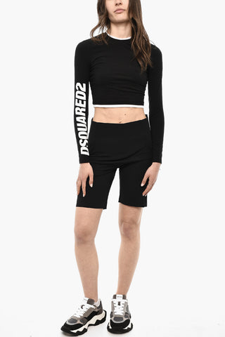 UNDERWEAR Cropped Pajama Long Sleeved Top With Logo Print