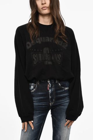 Cotton Crewneck Sweatshirt With Elastic