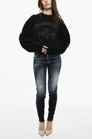 Cotton Crewneck Sweatshirt With Elastic