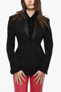 Virgin-Wool Single-Button Jacket with Silk Details