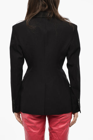 Virgin-Wool Single-Button Jacket with Silk Details
